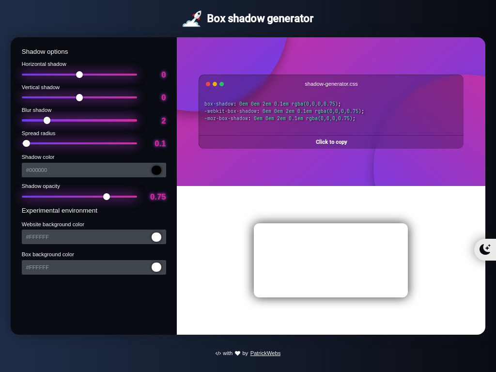 Box shadow generator